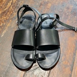 Black leather sandals
